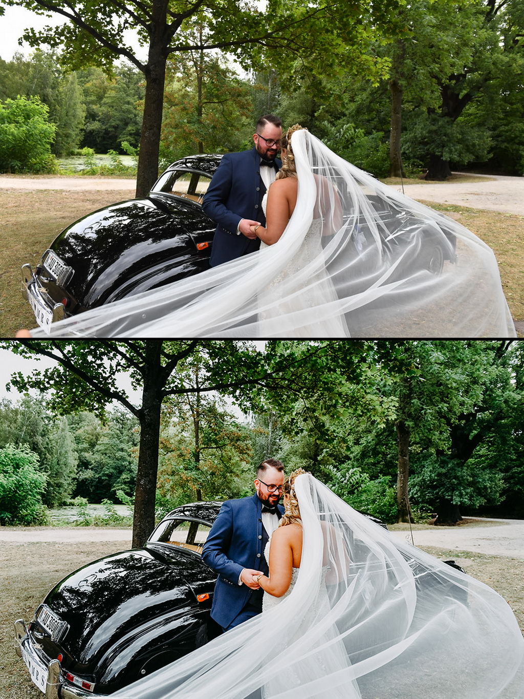 Empfehlung des Hochzeitsfotograf, der Glamour Look - Vergleich Vorher / Nachher